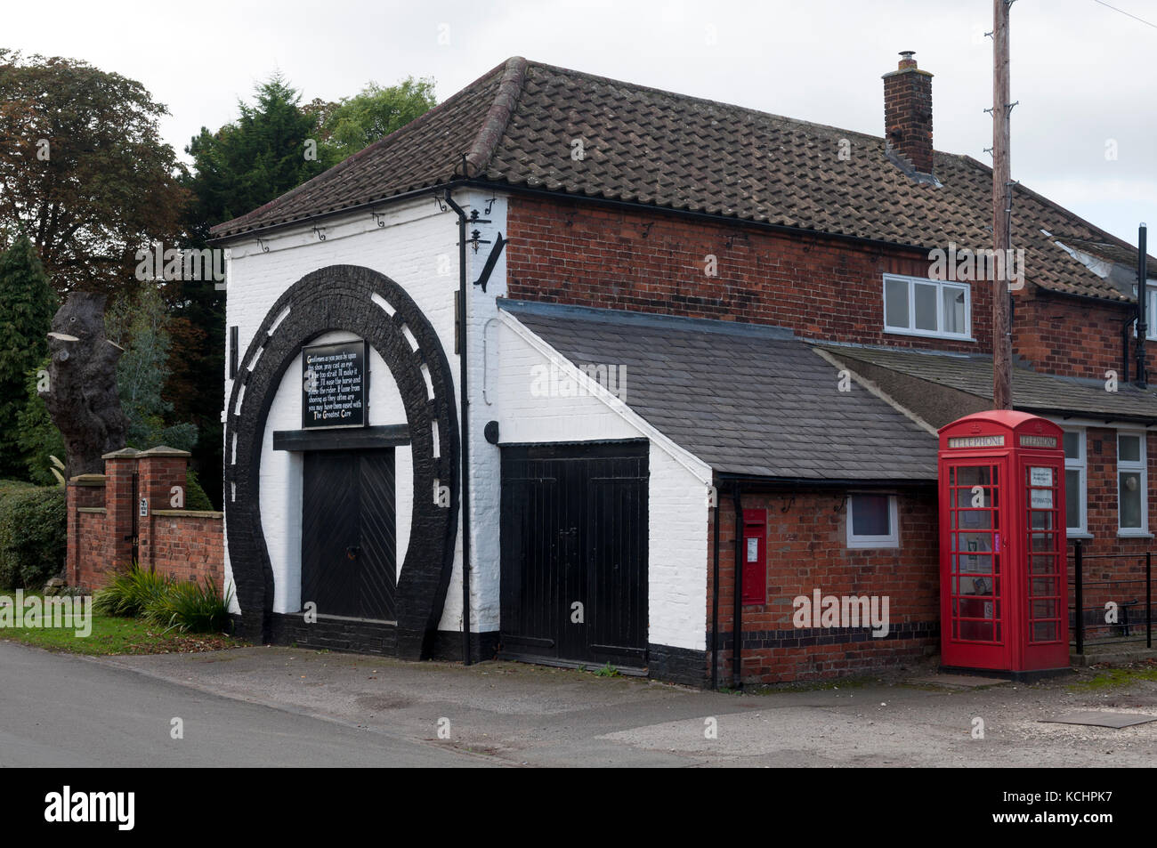 The old blacksmith`s shop, Carlton on Trent, Nottinghamshire, England, UK Stock Photo